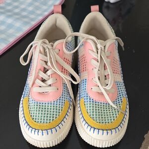 Nicole Miller Brita Bright Multi Color Platform Sneakers